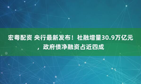 宏粤配资 央行最新发布！社融增量30.9万亿元，政府债净融资占近四成